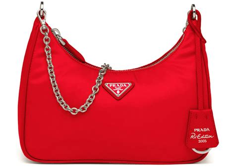 red shoulder bag prada|Prada padded nylon shoulder bag.